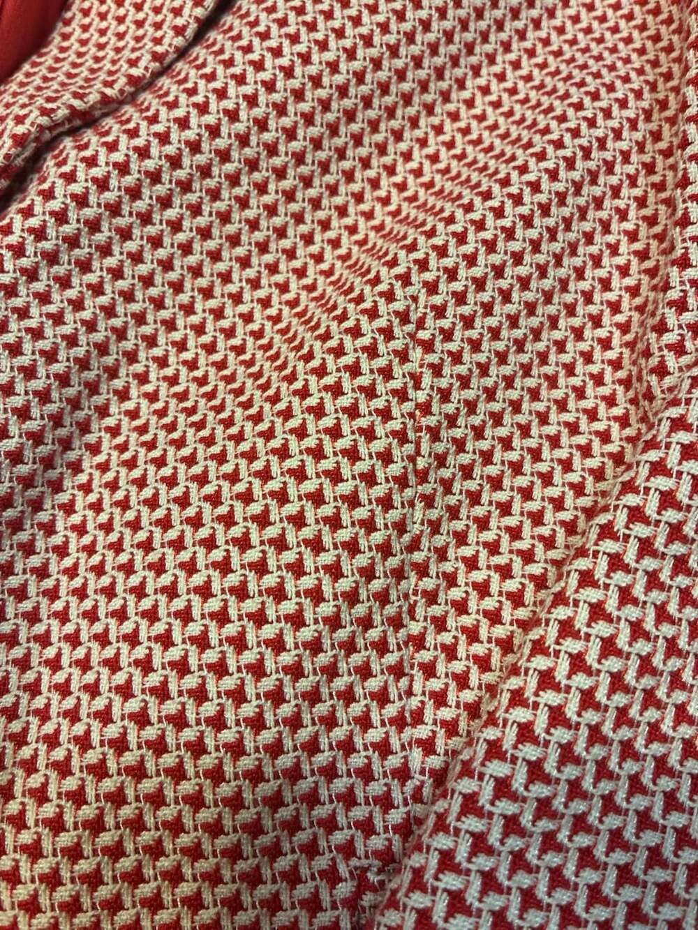 Boden Red and White Textured Houndstooth Single Breasted Blazer Jacket - Picture 7 of 12
